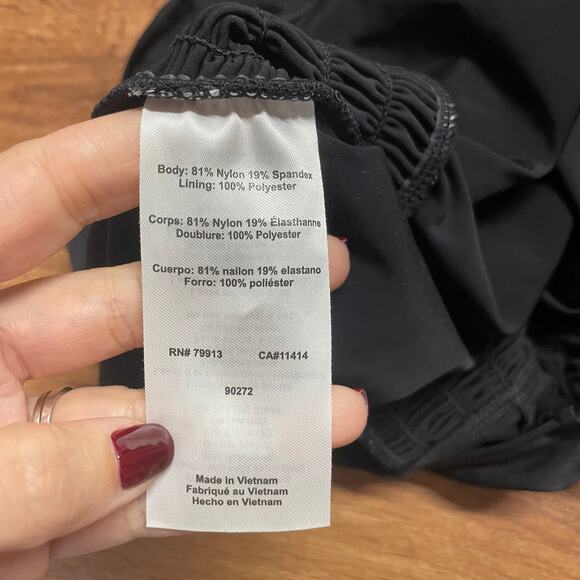 Motherhood Solid Black Halter One Piece Swim Suit Womens Size Medium Maternity - Picture 8 of 8